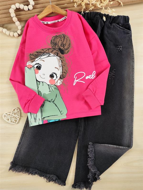 بلوز و شلوار دختر گوجه ای 