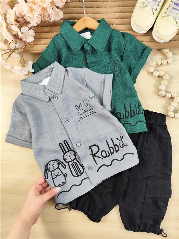 پیراهن شلوارک خرگوش های گلدوزی 