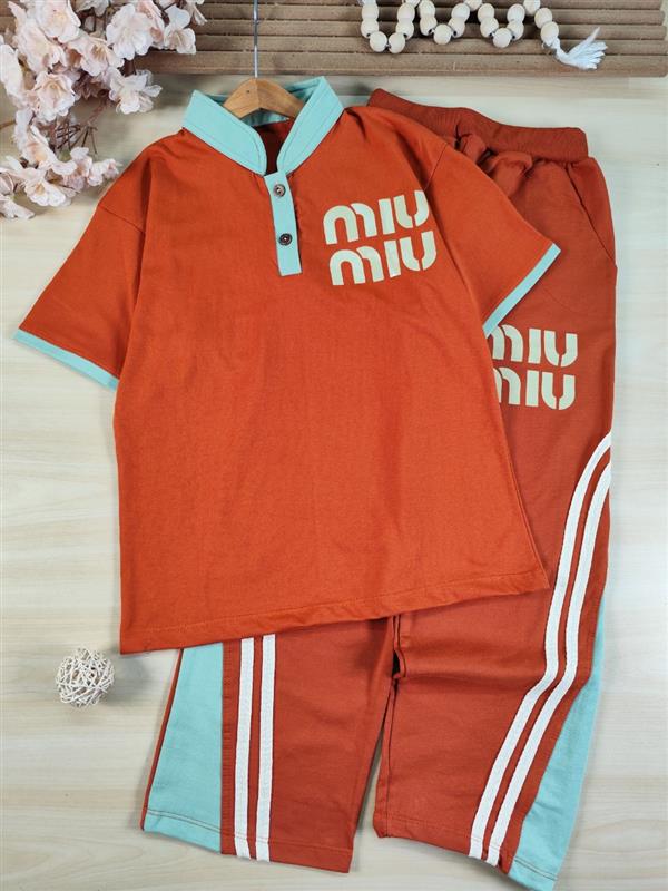 تیشرت و شلوار یقه دار miu