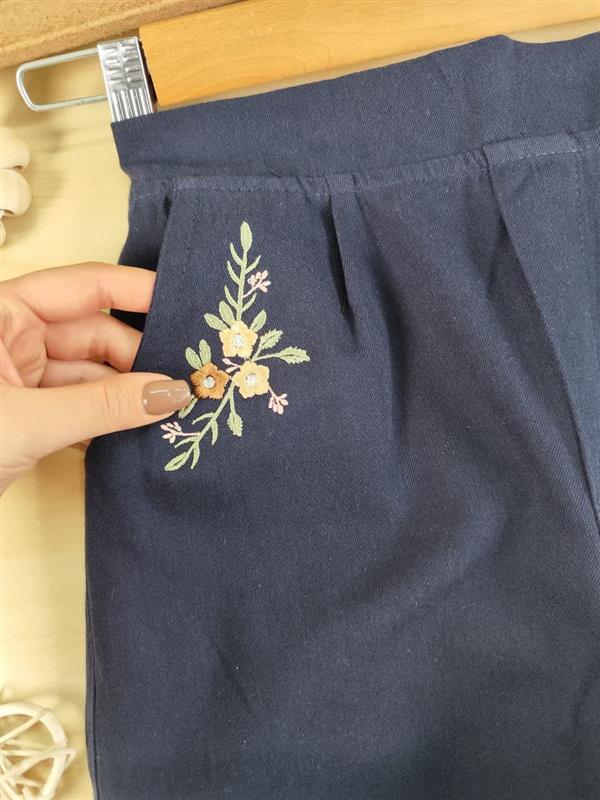 شلوار کتان ترند گلدوزی 