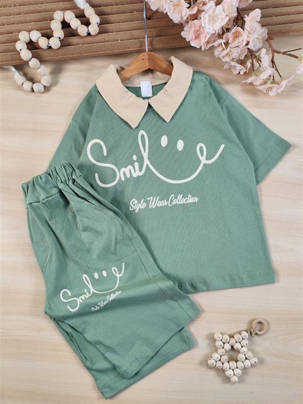 تیشرت شلوارک یقه‌دار Smile 