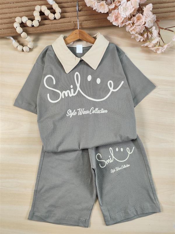 تیشرت شلوارک یقه‌دار Smile 