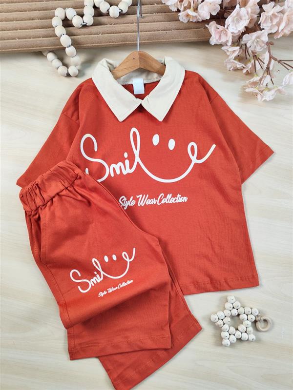 تیشرت شلوارک یقه‌دار Smile 