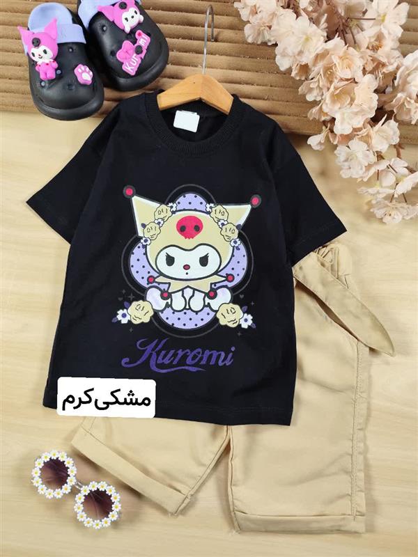 تیشرت شلوارک کرومی گل رنگی 
