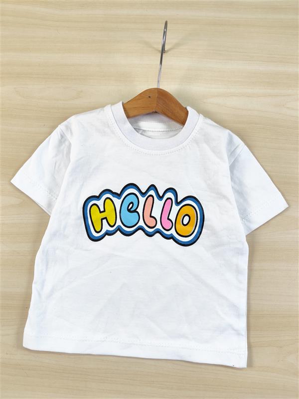 تکسایز تیشرت سفید Hello 