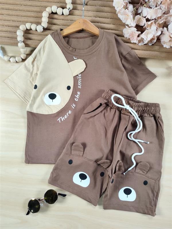 تیشرت شلوارک خرسی گوش برجسته