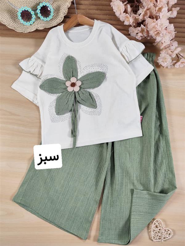تیشرت شلوار گل نگینی برجسته