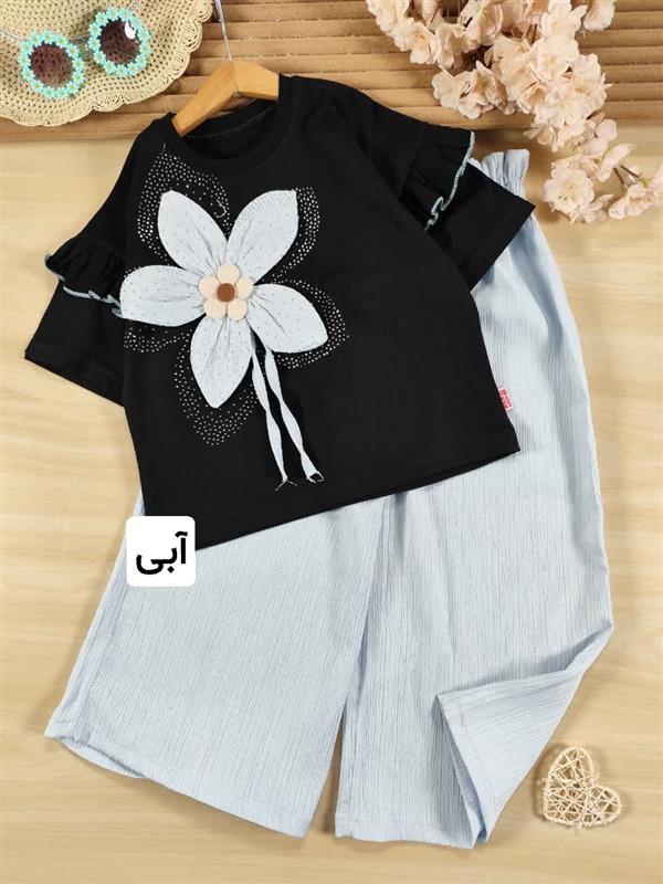 تیشرت شلوار گل نگینی برجسته