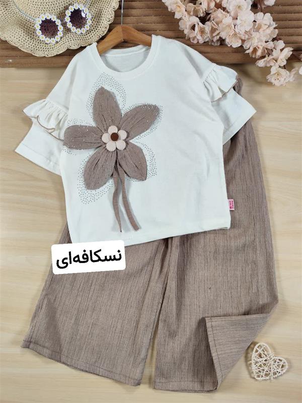 تیشرت شلوار گل نگینی برجسته