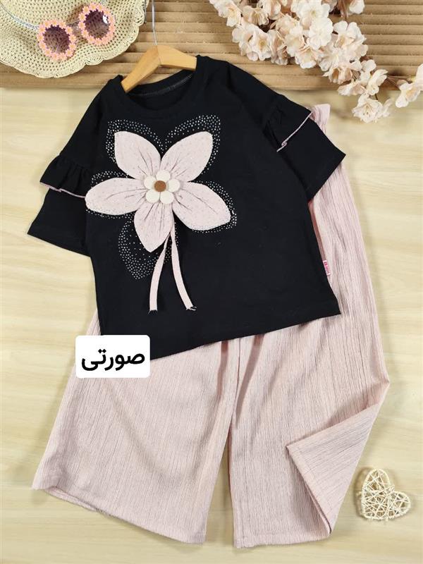 تیشرت شلوار گل نگینی برجسته