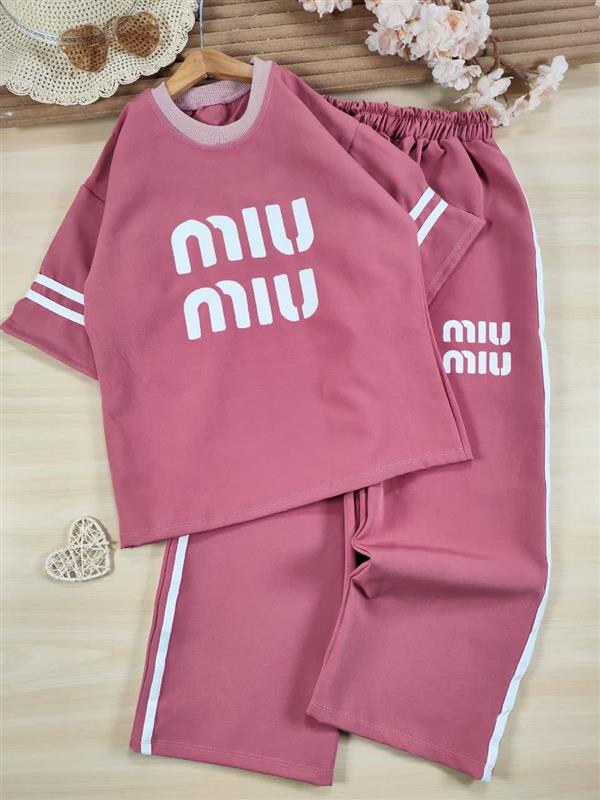 تیشرت شلوار نوار سفید miu