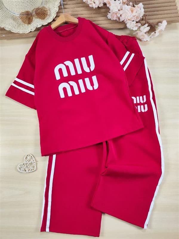 تیشرت شلوار نوار سفید miu