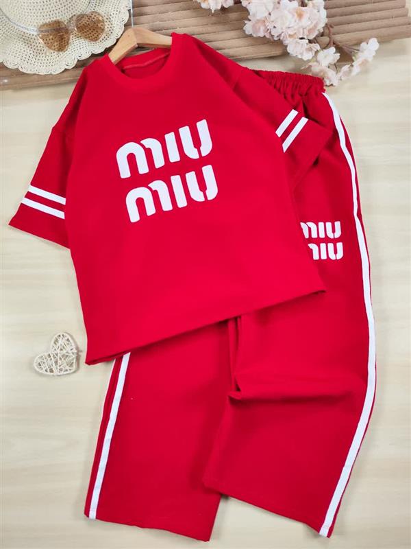 تیشرت شلوار نوار سفید miu