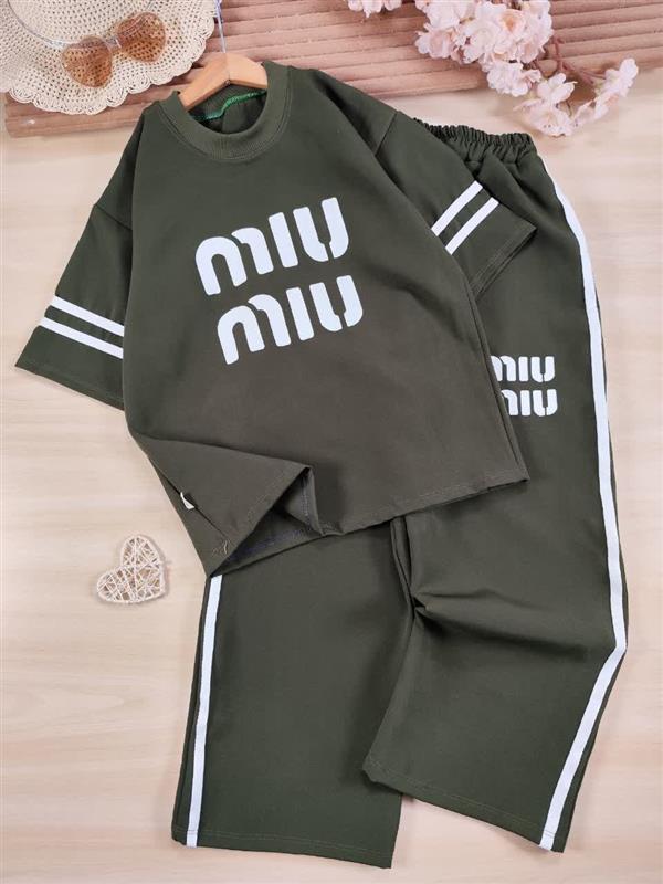 تیشرت شلوار نوار سفید miu