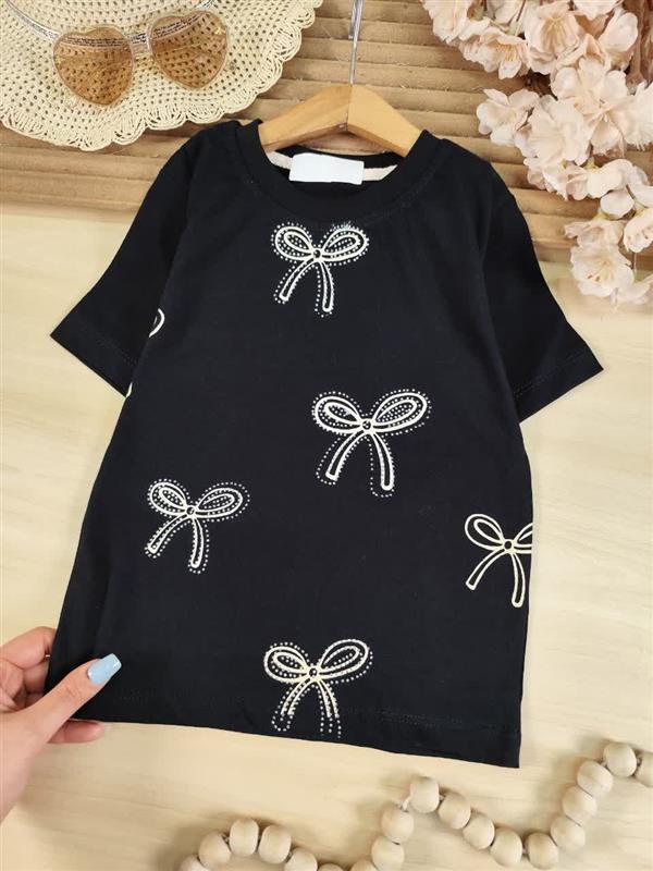تیشرت تک پاپیون کرمی 