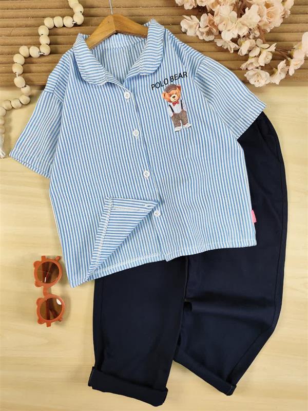 پیراهن شلوار راه راه polo bear