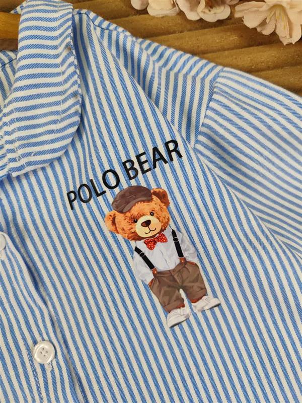پیراهن شلوار راه راه polo bear