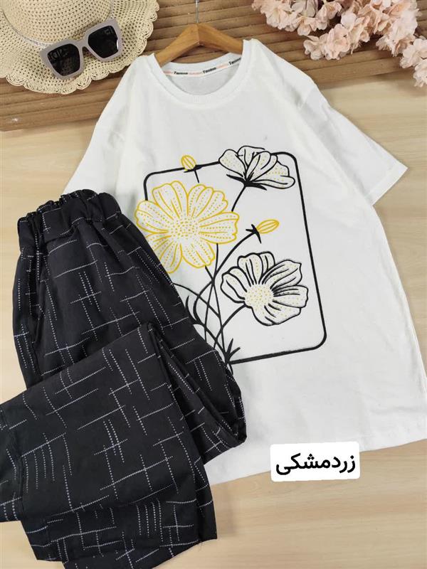 تیشرت شلوار میکرو طرح گلها 