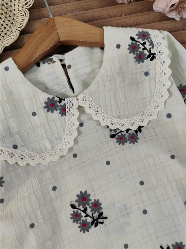 شومیز شلوار گل سفید سلاله