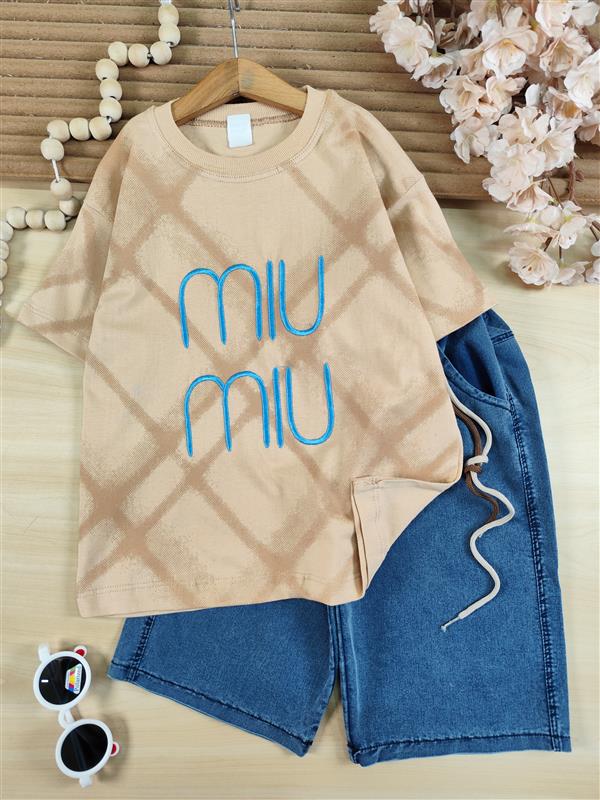 تیشرت شلوارک گلدوزی miu