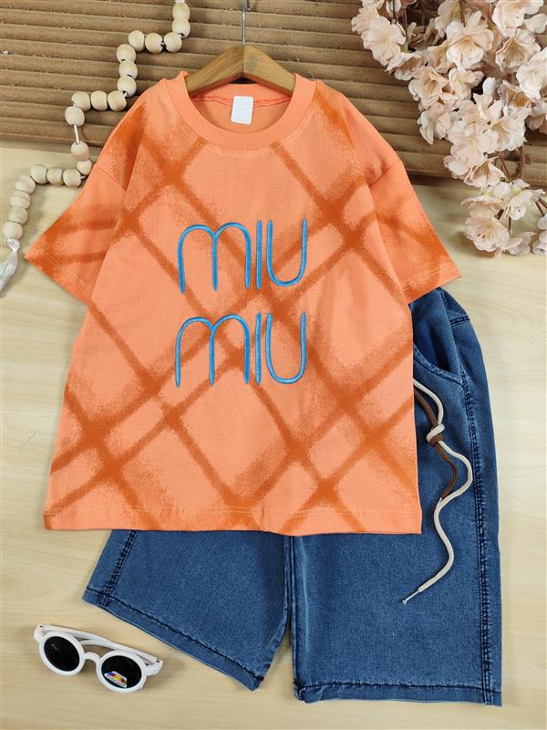 تیشرت شلوارک گلدوزی miu