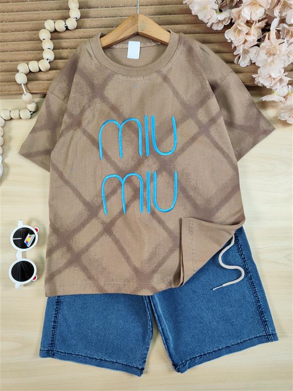 تیشرت شلوارک گلدوزی miu