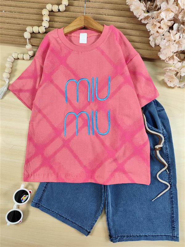 تیشرت شلوارک گلدوزی miu