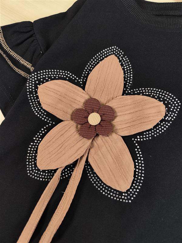 تیشرت شلوار گل پارچه ای برجسته