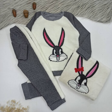 بلوز شلوار کرکی خرگوش گوش صورتی