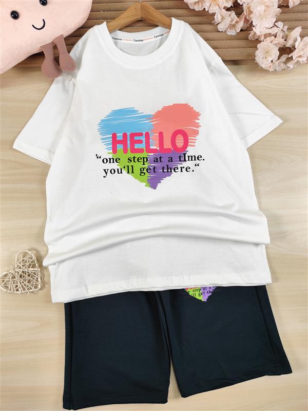 تیشرت شلوارک hello رنگی