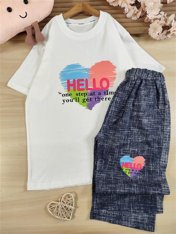 تیشرت شلوارک hello رنگی