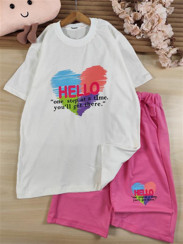 تیشرت شلوارک hello رنگی
