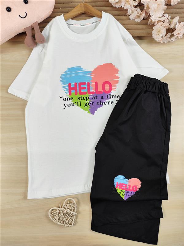 تیشرت شلوارک hello رنگی