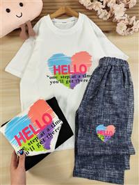 تیشرت شلوارک hello رنگی