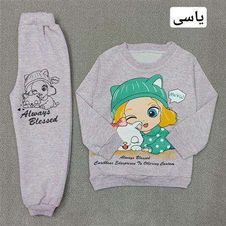 بلوز شلوار دخترک و گربه خوابالو