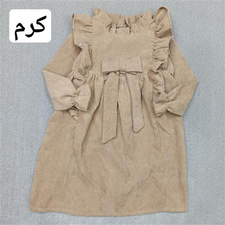 پیراهن مخمل کبریتی چین دار پاپیونی