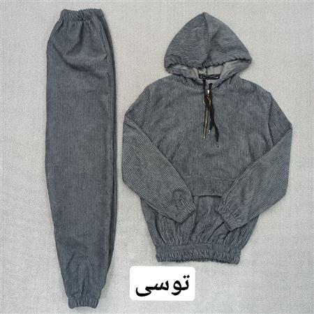 هودی شلوار مخمل کبریتی جلو جیب