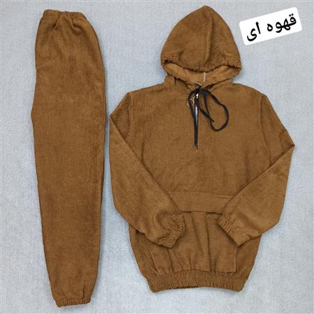 هودی شلوار مخمل کبریتی جلو جیب