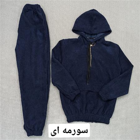 هودی شلوار مخمل کبریتی جلو جیب