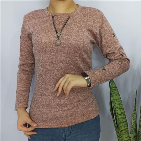 بلوز آنغوره یقه زیپی آستین پانچ زنانه