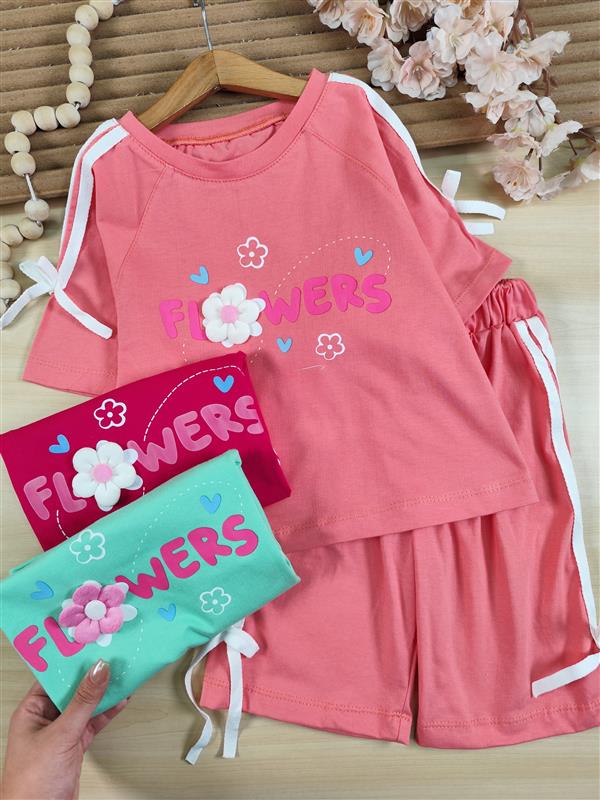 کراپ شلوارک flowers قلب آبی