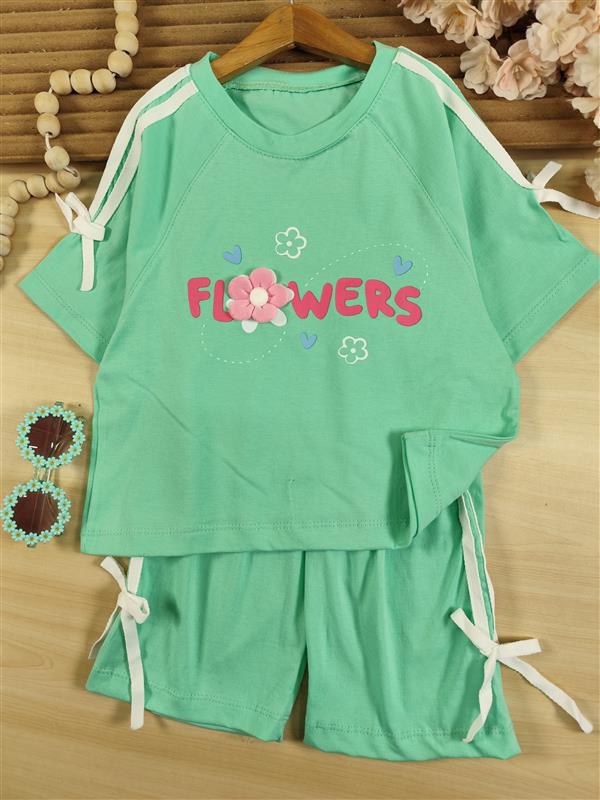 کراپ شلوارک flowers قلب آبی