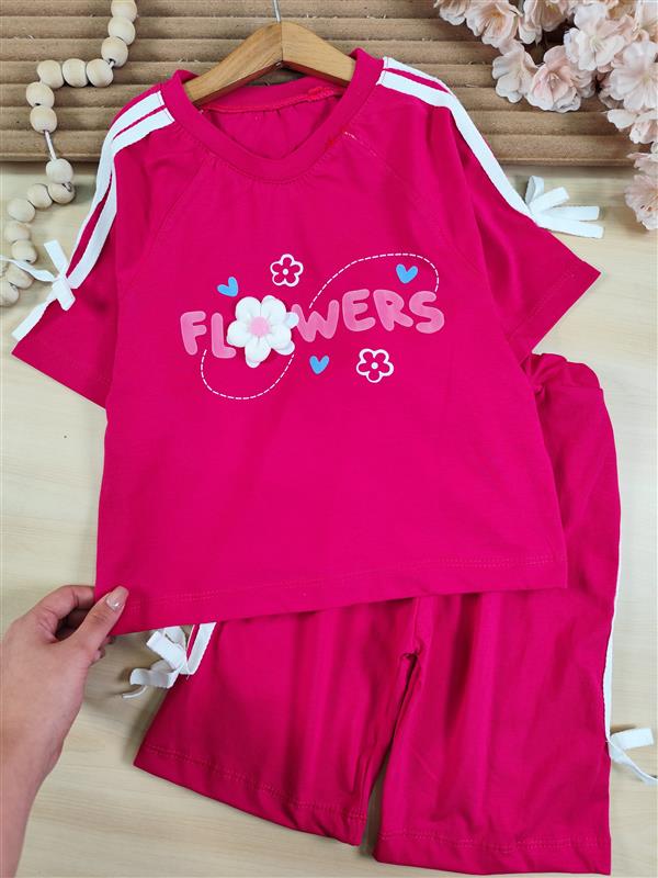 کراپ شلوارک flowers قلب آبی