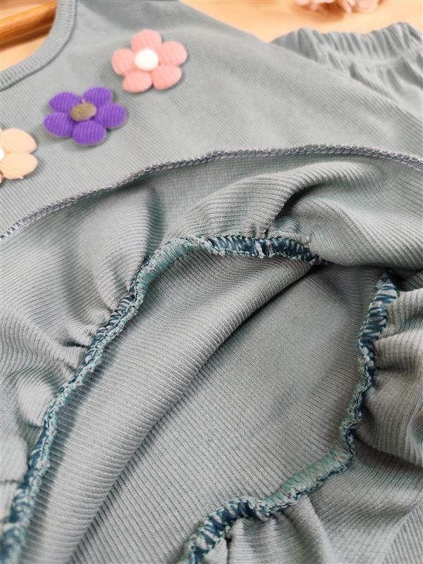 تاپ شلوارک گل رنگی برجسته