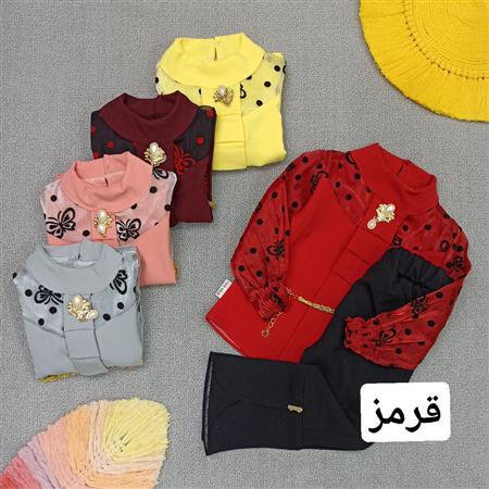 بلوز شلوار آستین حریر پروانه