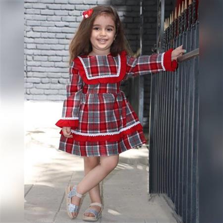 پیراهن چهارخونه یقه مربع یلدایی بزرگ