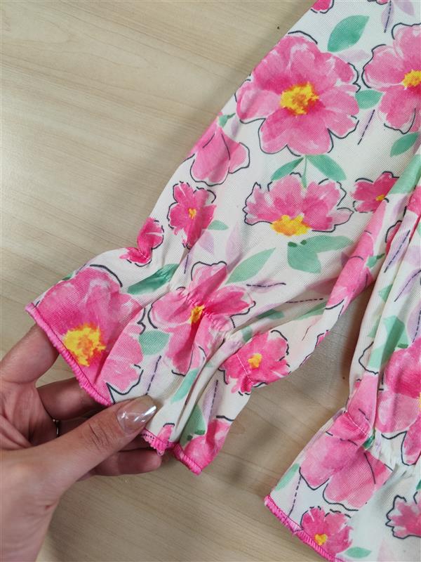 تیشرت شلوارک گلهای صورتی و رنگی 