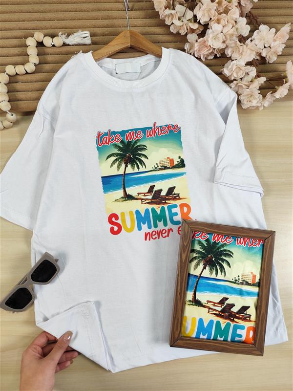تیشرت تک سفید summer