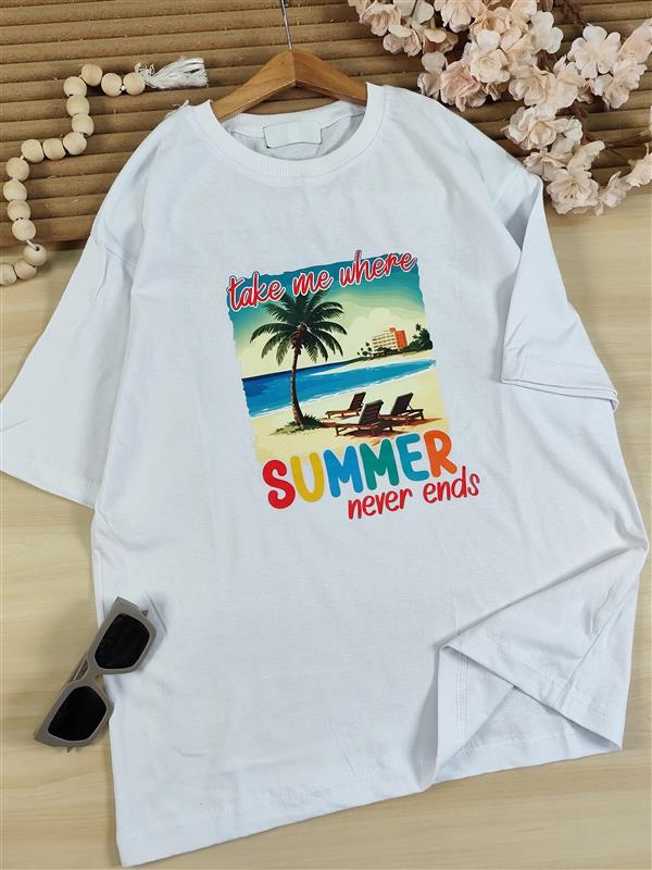 تیشرت تک سفید summer