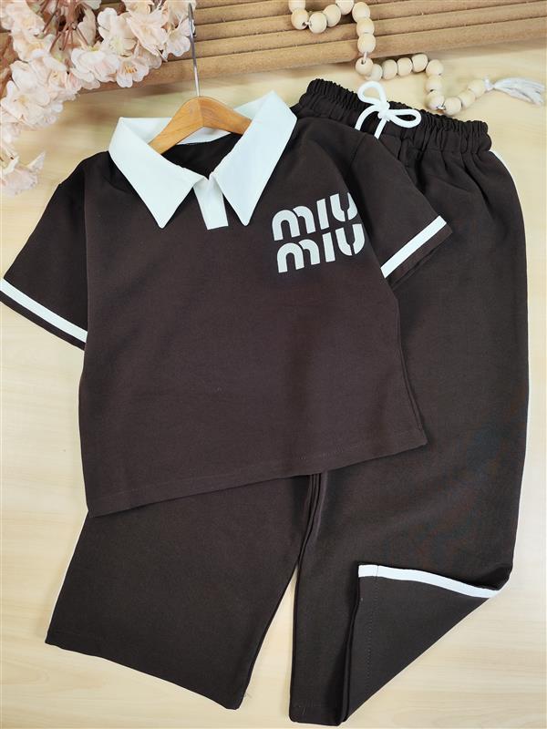 کراپ یقه دار و شلوار miu - تصویر 3